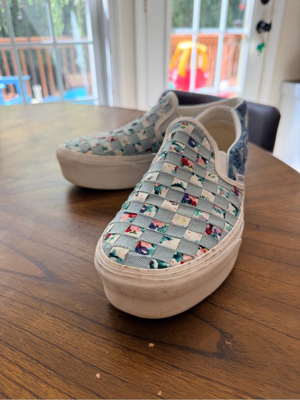 Vans Classic Slip On Stackform Woven Denim Floral 9 Quilted Fabric Sneakers - Picture 3 of 6